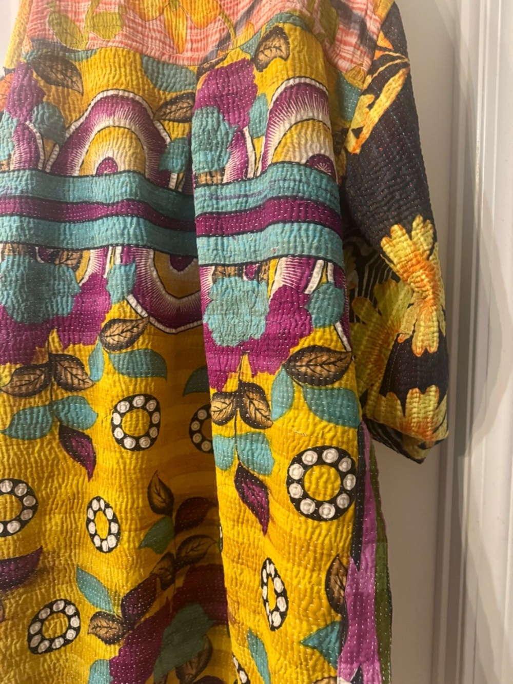 Vibrant Yellow Patchwork Quilt-Style Jacket - Picture 4 of 11